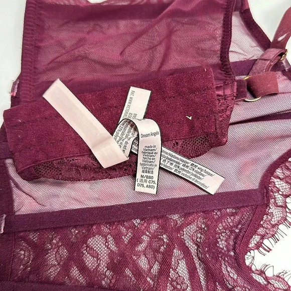 Victoria's Secret Corset Bra Top in Peony Trellis Maroon Red Floral Bows Medium - Picture 8 of 8